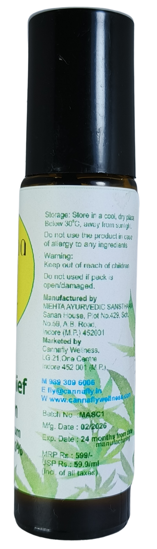 Cannafly Wellness Pain Relief Roll On (10 ml)